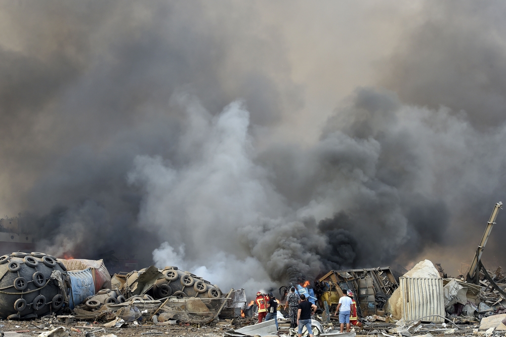 Large explosion in harbor area rocks Lebanon  / WAEL HAMZEH