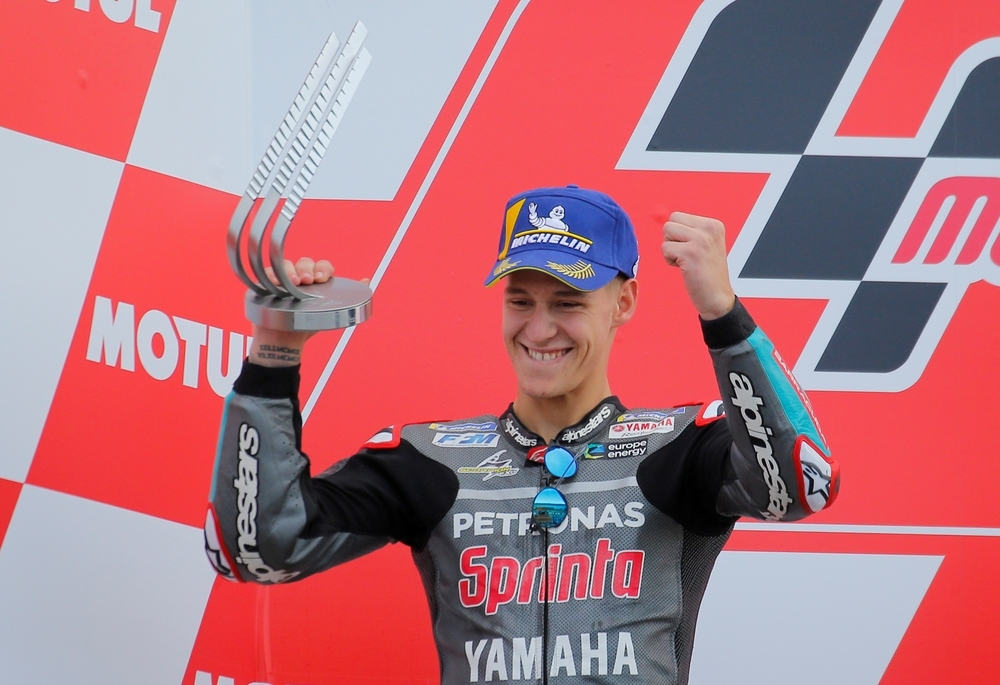 Fabio Quartararo celebra su segundo puesto en la carrera de Cheste de 2019