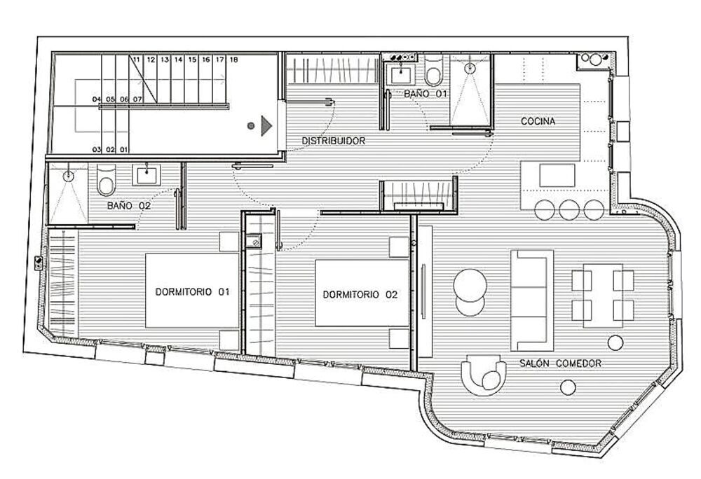 Plano de planta de una de las viviendas 