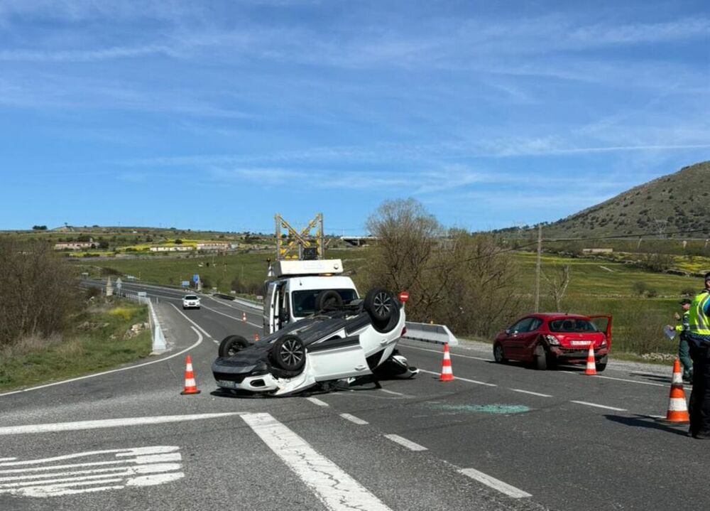 Accidente en el kilómetro 68 de la N-VI, el pasado 14 de abril.