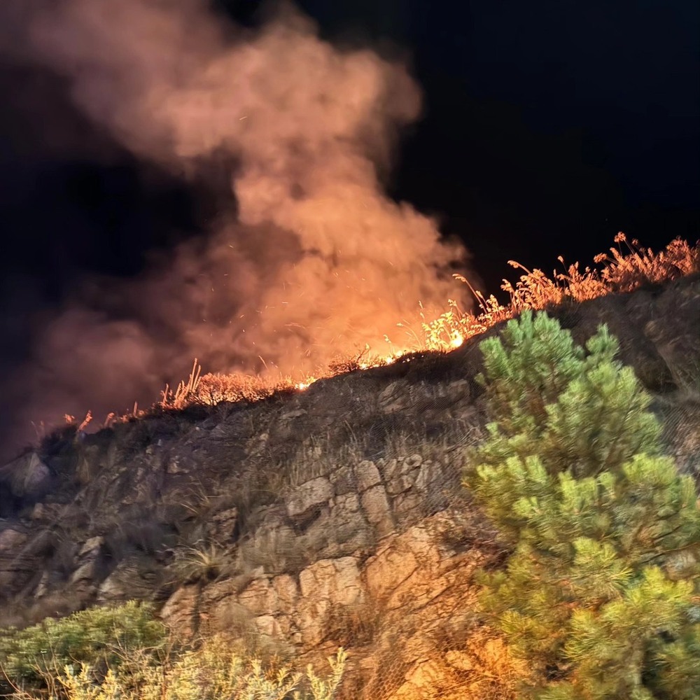 El vehículo quedó completamente calcinado y las llamas se extendieron a una ladera contigua