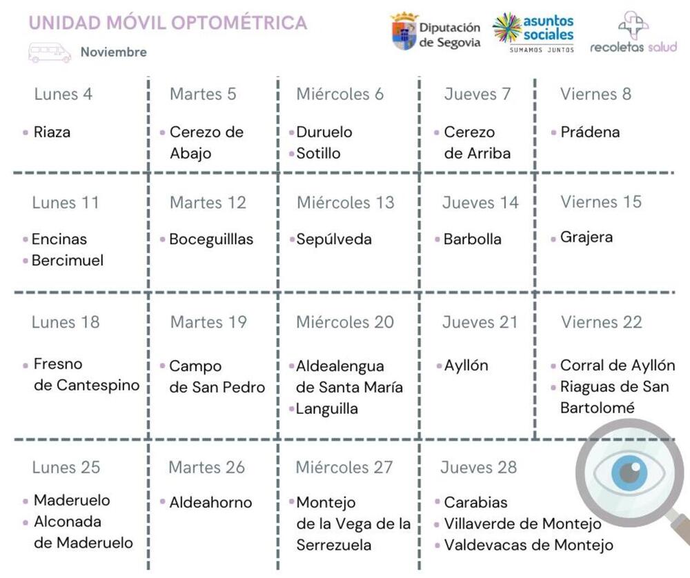 Recoletas hará revisiones oculares gratis en 26 pueblos