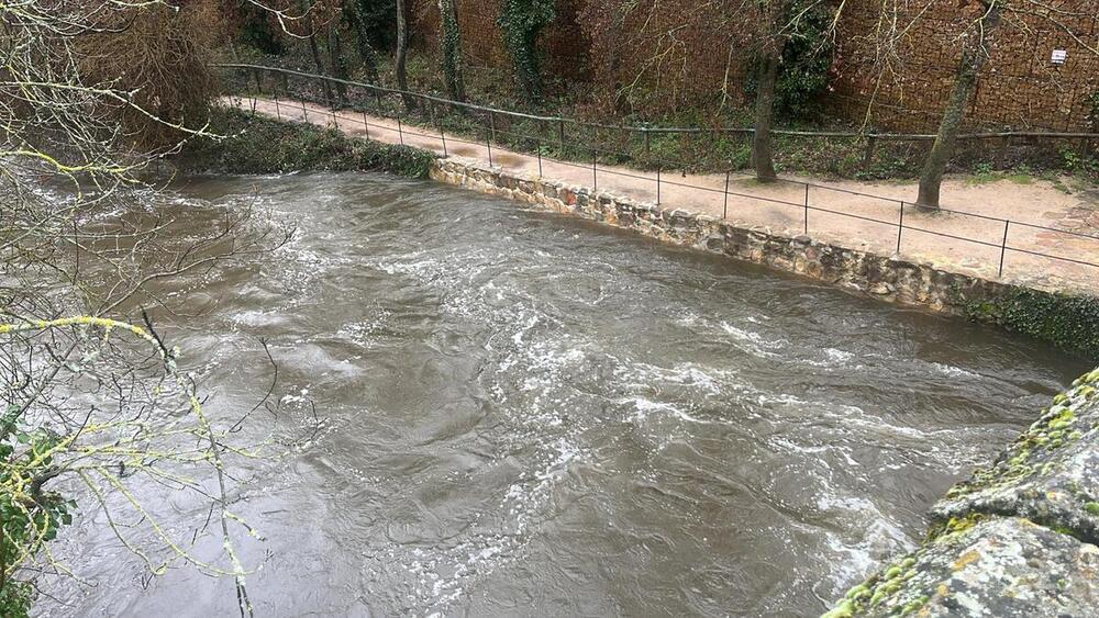 El río Eresma esta mañana a su paso por el paseo que comunica la zona de la Casa de la Moneda con el barrio de San Marcos.